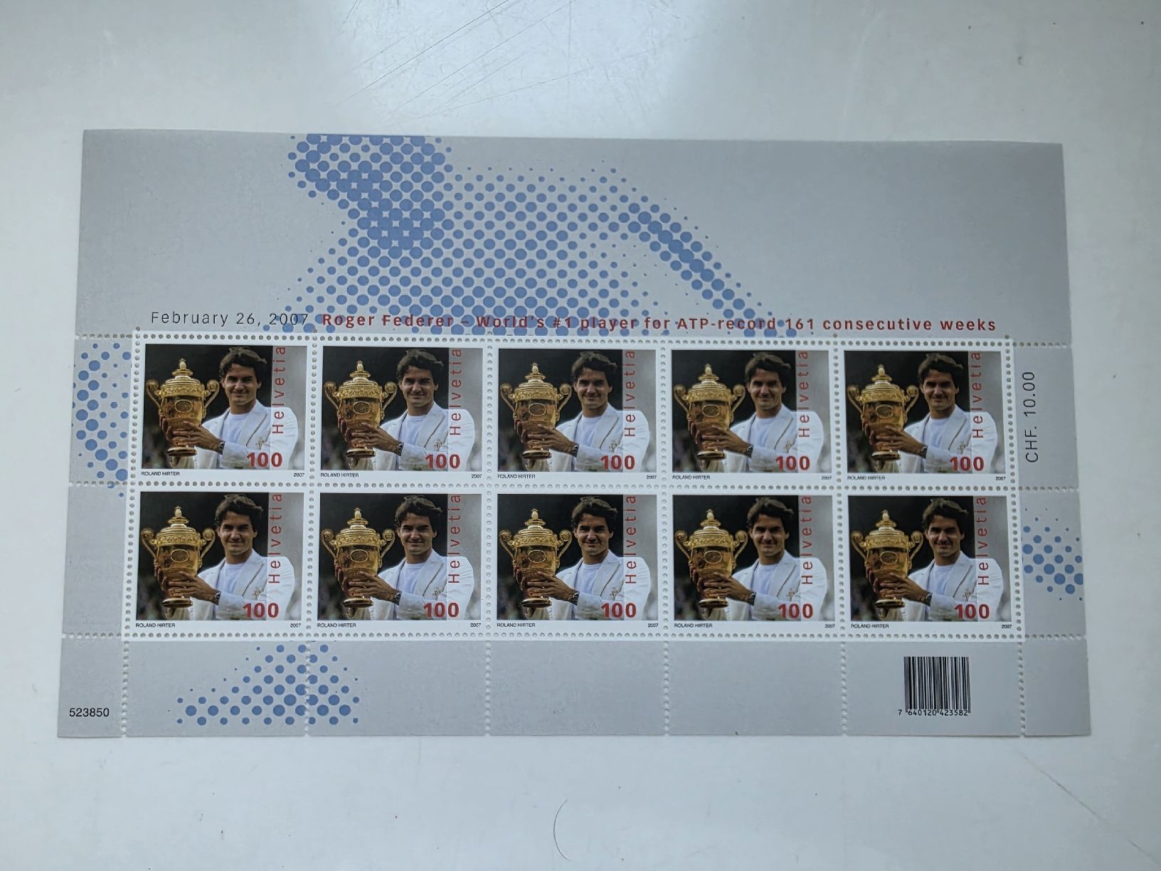 Alle Briefmarken: Briefmarken Roger Federer Kleinbogen ** NEU – Neu und originalverpackt aus Zürich von ZH-Vintage