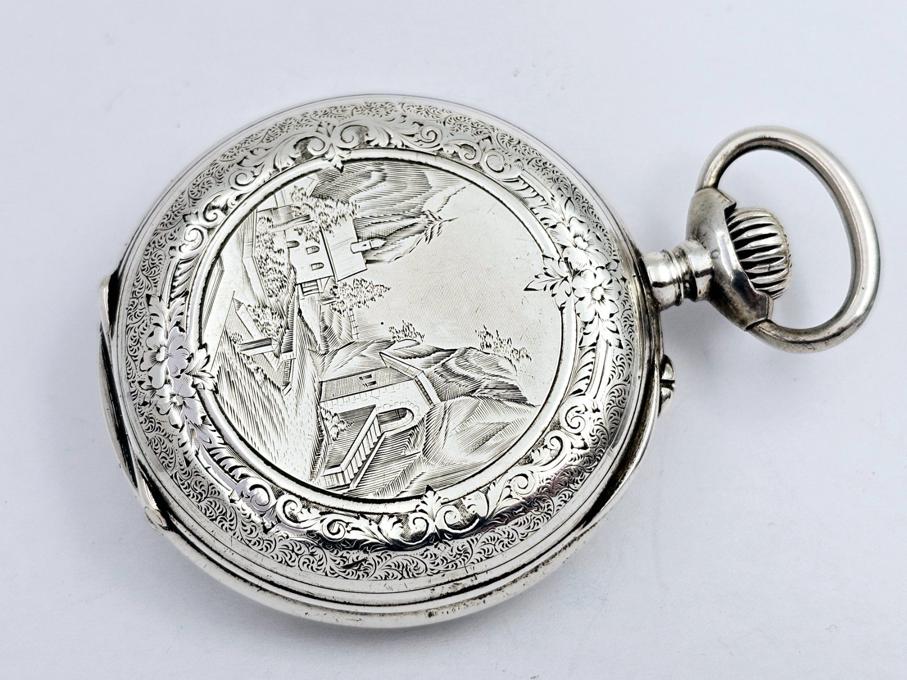 Uhren: Antike Taschenuhr mit Motiv 800 Silber – Gebraucht aus Bassersdorf von AnkerWatch