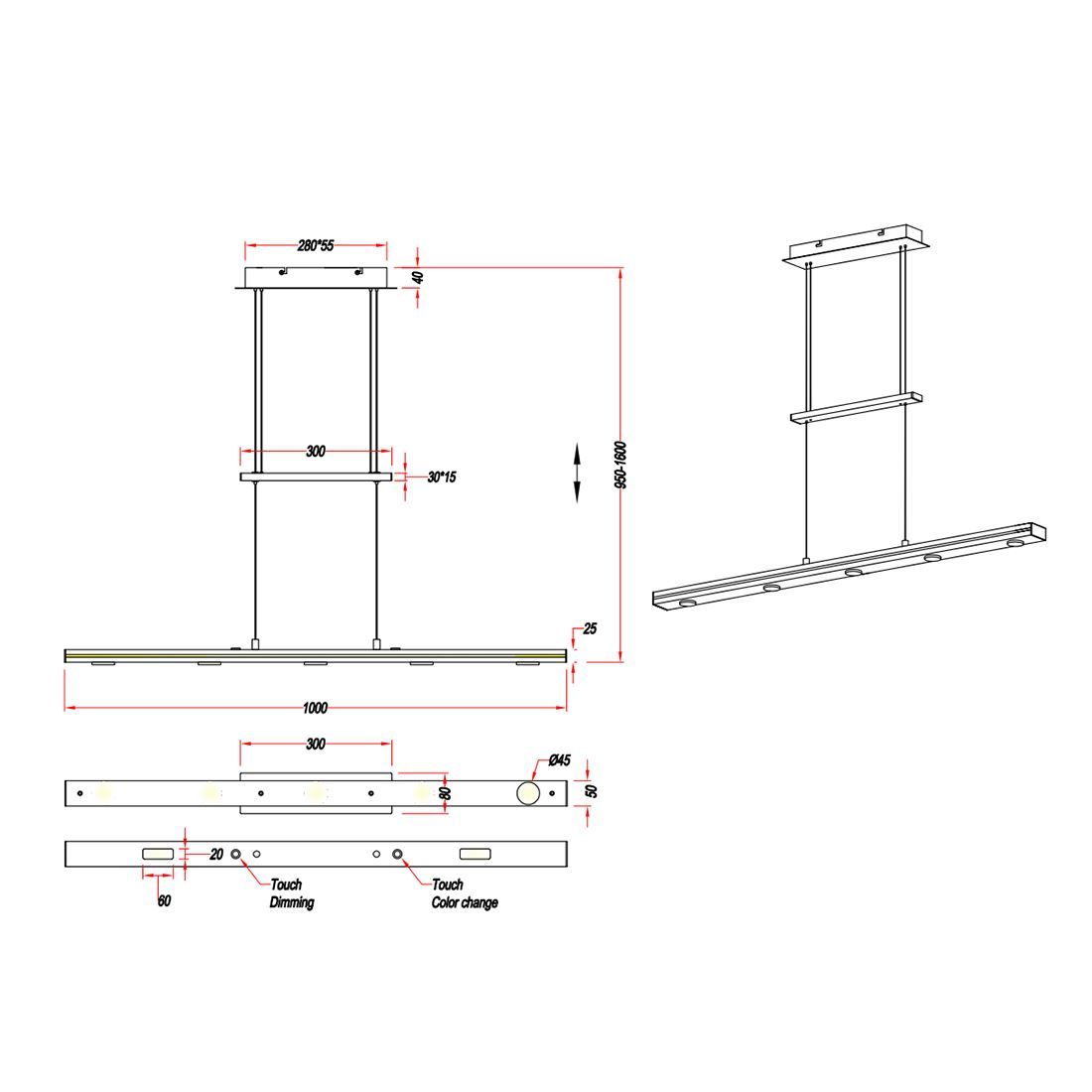 Kronleuchter & Deckenlampen: LED Pendelleuchte, 100 cm x 160 cm, CCT – Neu (gemäss Beschreibung) aus Kreuzlingen von Smart-Light 4