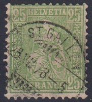 Sitzende Helvetia "25" , V-O St.Gallen