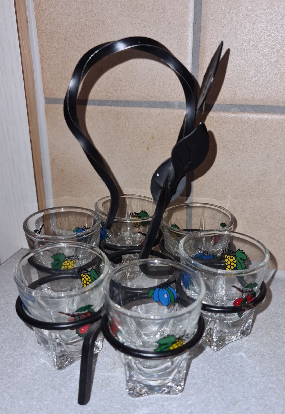 Bicchieri: Vintage Schnapsgläser 5 Stk. mit Halterung – Usato da frutigen venduto da Plethora14