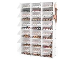 Schuhregal modular, Schuhschrank 12 Etagen mit Türen weiss