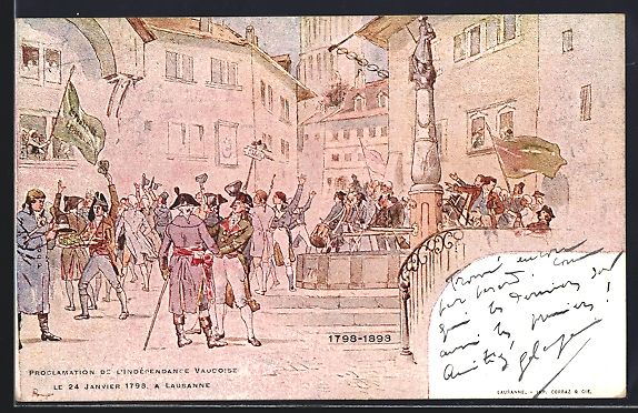Cartoline postali: Lausanne, Proclamation de l'Independence – Usato da Berlin venduto da bartko-reher