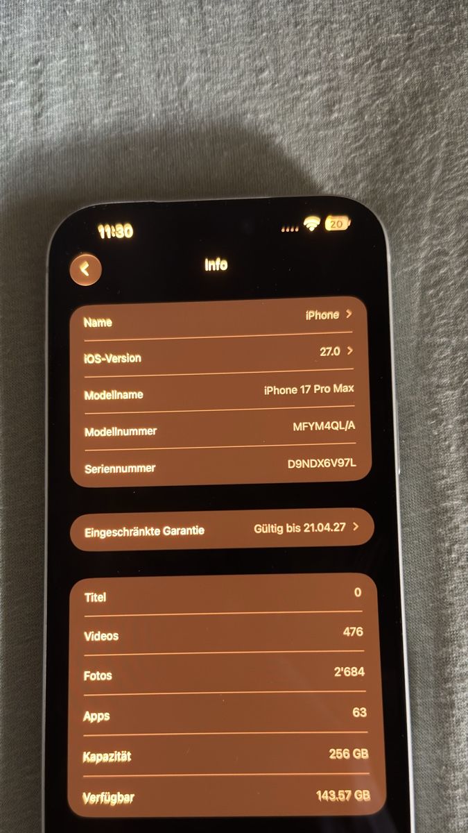 Apple Telefoni cellulari / Smartphones: Iphone 17 Pro Max 256Gb 100% Akku – Usato da Mellingen venduto da uka_7yfp 3