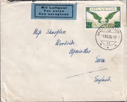 Bedarfs-Flugpost von Montreux nach England 1935