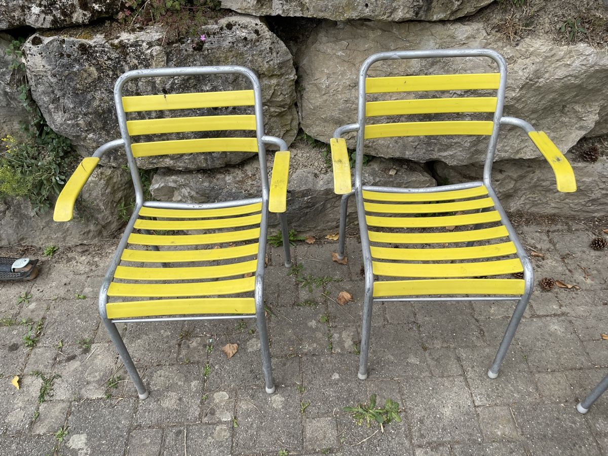 Sedie: 4 Chaises de jardin Vintage Jaune – Usato da Vallamand venduto da Bricbracbroc82 2