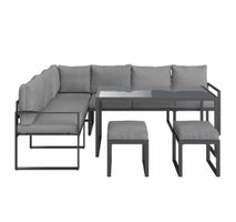 Gartenlounge Set Anthrazit mit Hocker und Tisch
