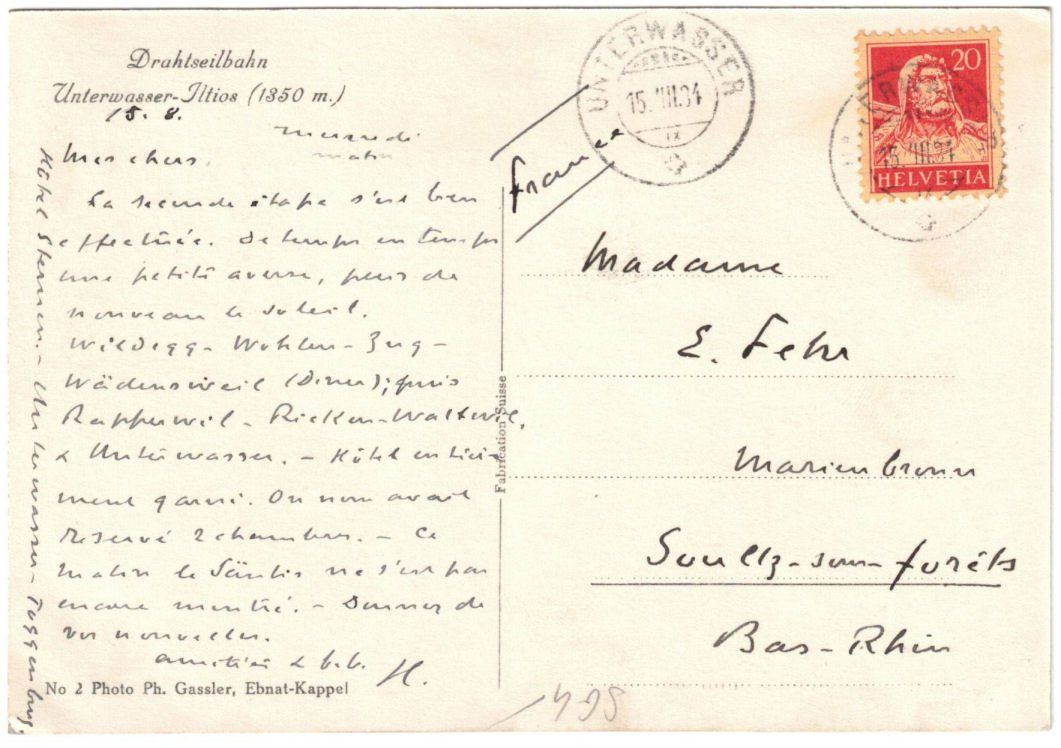 Cartoline postali: Unterwasser - Standseilbahn Iltios – Usato da Binningen venduto da Mountainrider 1