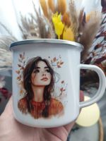 Herbst Emaille Tasse NEU