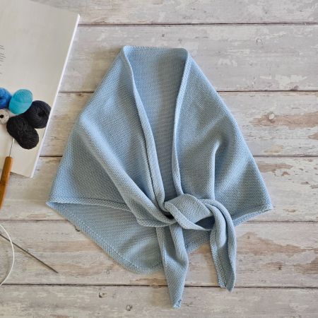 NEW Handmade Cotton Knitted Scarf, Light Blue Triangle Scarf