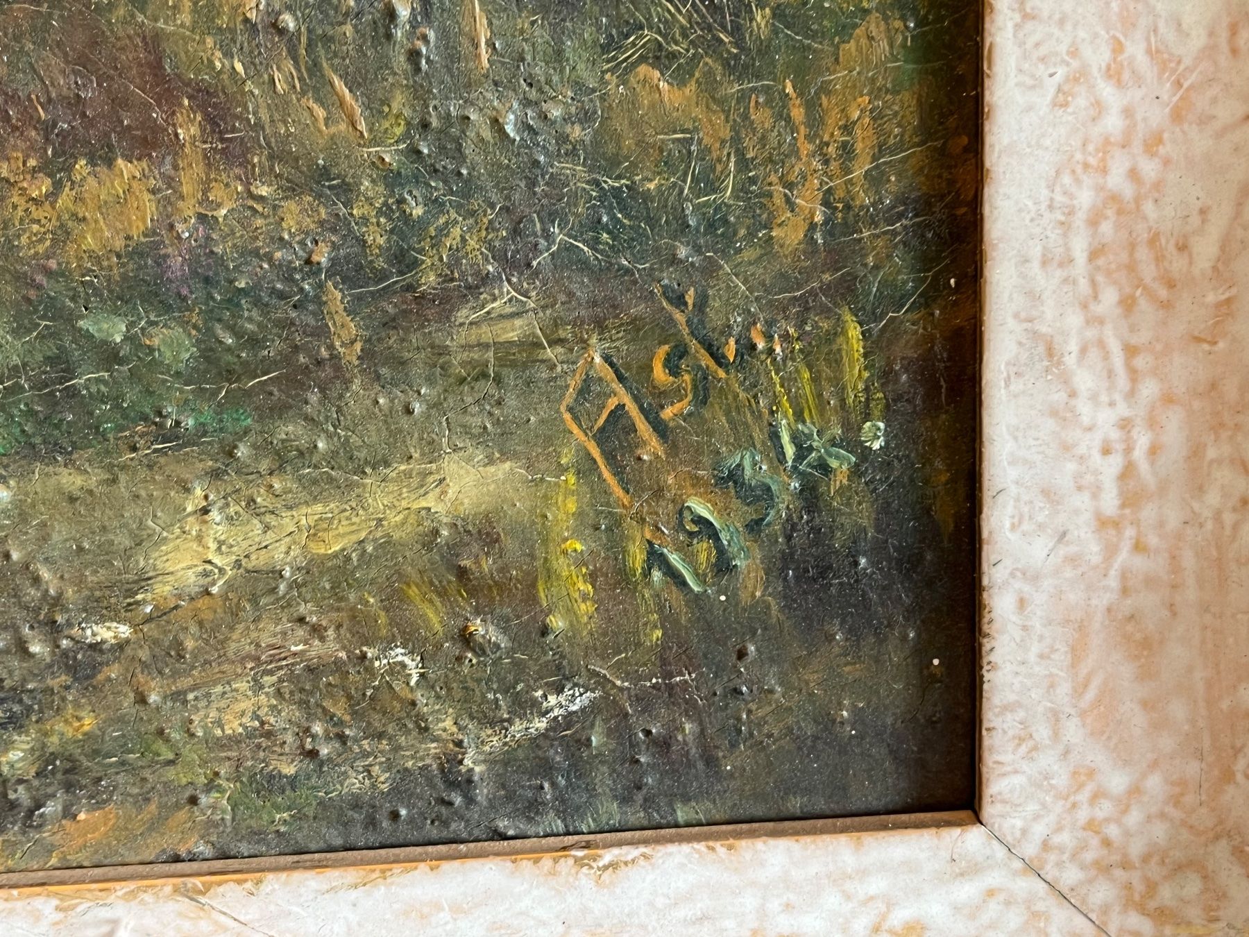Dipinti: Antikes Waldölgemälde im Rahmen - Herbstdekor – Usato da Basel venduto da Kaffee_und_Kunst 4