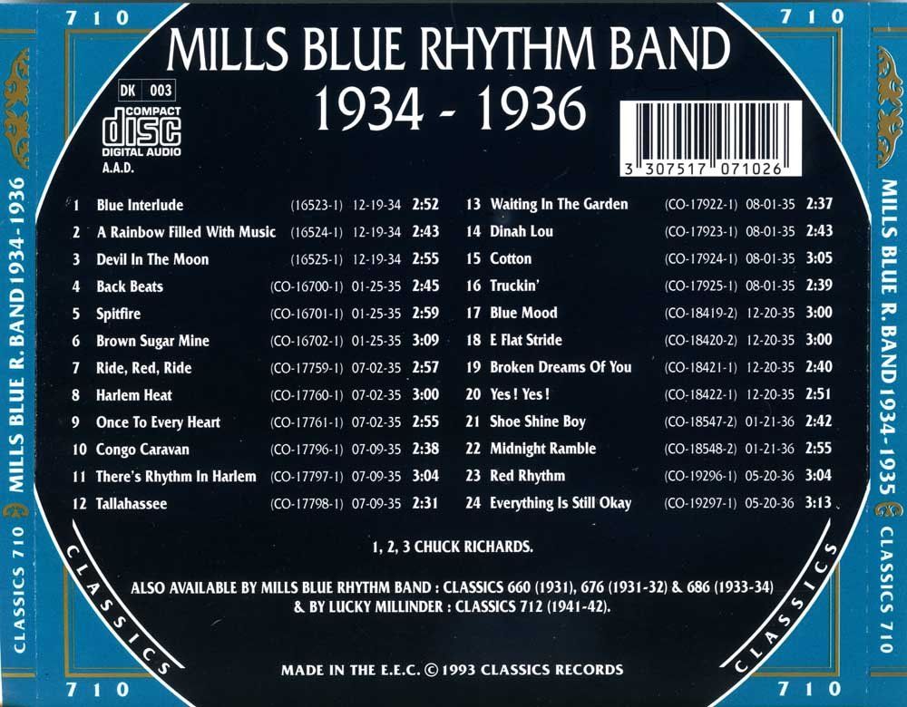 CDs: CD: Mills Blue Rhythm Band  "The chronogical...(Classics) – D'occasion à Hochfelden par mue_lhm9 1