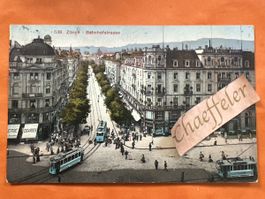 Ansichtskarte Zürich Bahnhofstrasse gelaufen 1917