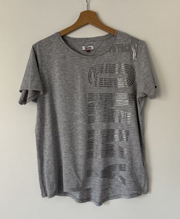 Tommy Hilfiger T-Shirt grau Gr. M mit Print - Top Zustand 