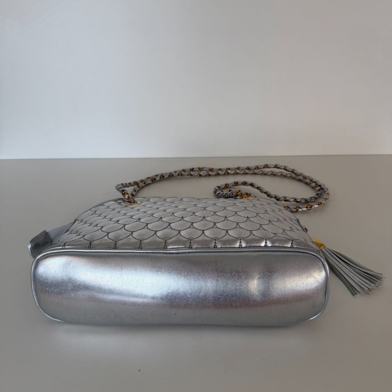 Borse da donna: Handtasche Umhängetasche Schuppenmuster silber – Nuovo (secondo la descrizione) da Balzers venduto da dassandro 3