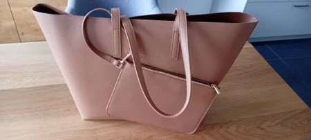 Grosse PU Ledertasche Manor hellbraun Shopping Bag 