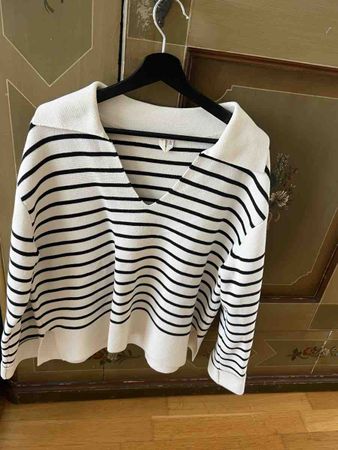 Damen Pullover gestreift mit Kragen, arket, L