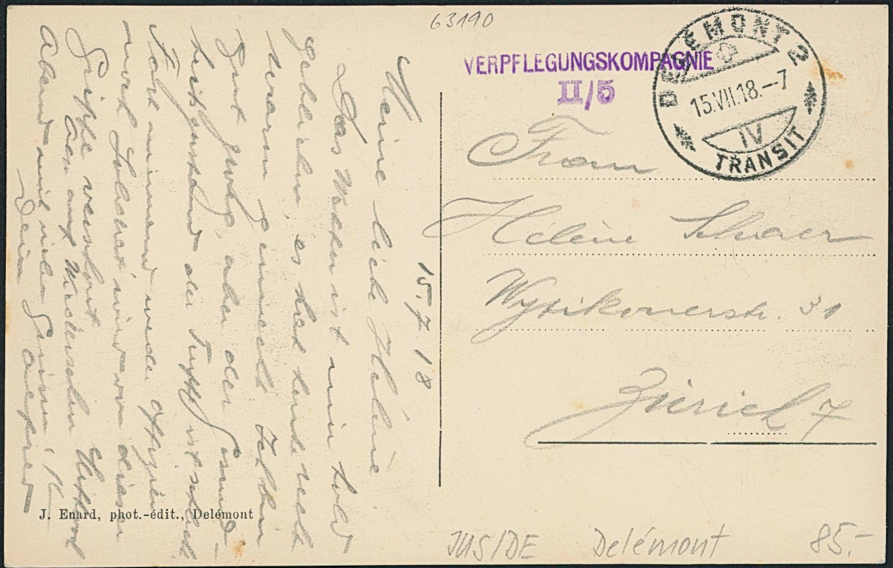 Cartoline postali: JUS Delémont – Usato da Schindellegi venduto da dolpitz 1