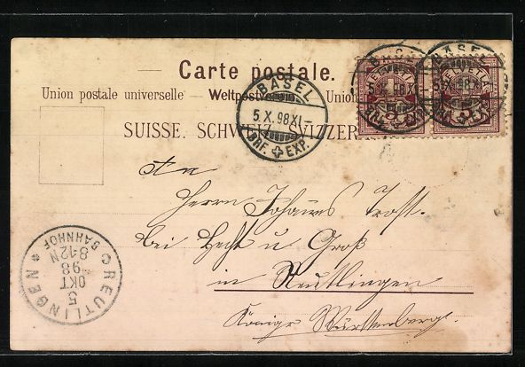 Ansichtskarten: Litho Basel, St. Jacobs-Denkmal, Ortsans – Gebraucht aus Berlin von bartko-reher 1