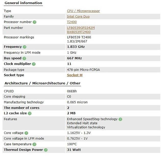 Intel Schede madri: SL8VQ Intel Core Duo T2400 CPU Prozessor Processor – Usato da Illnau venduto da Spartan226 2