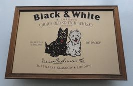 Black&White Old Scotch Whisky Barspiegel gerahmt 32,5x22,5cm
