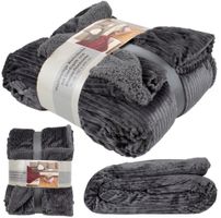XL Kuscheldecke Cordoptik/Sherpa-Rückseite anthrazit 200x150