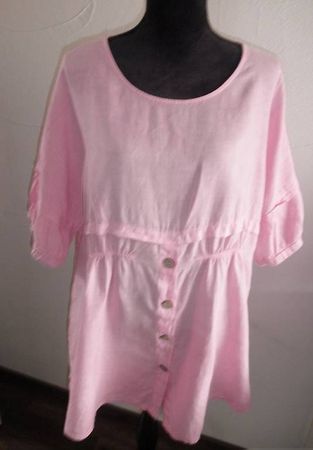 Leinen Tunika Bluse Rosa - 1 Size