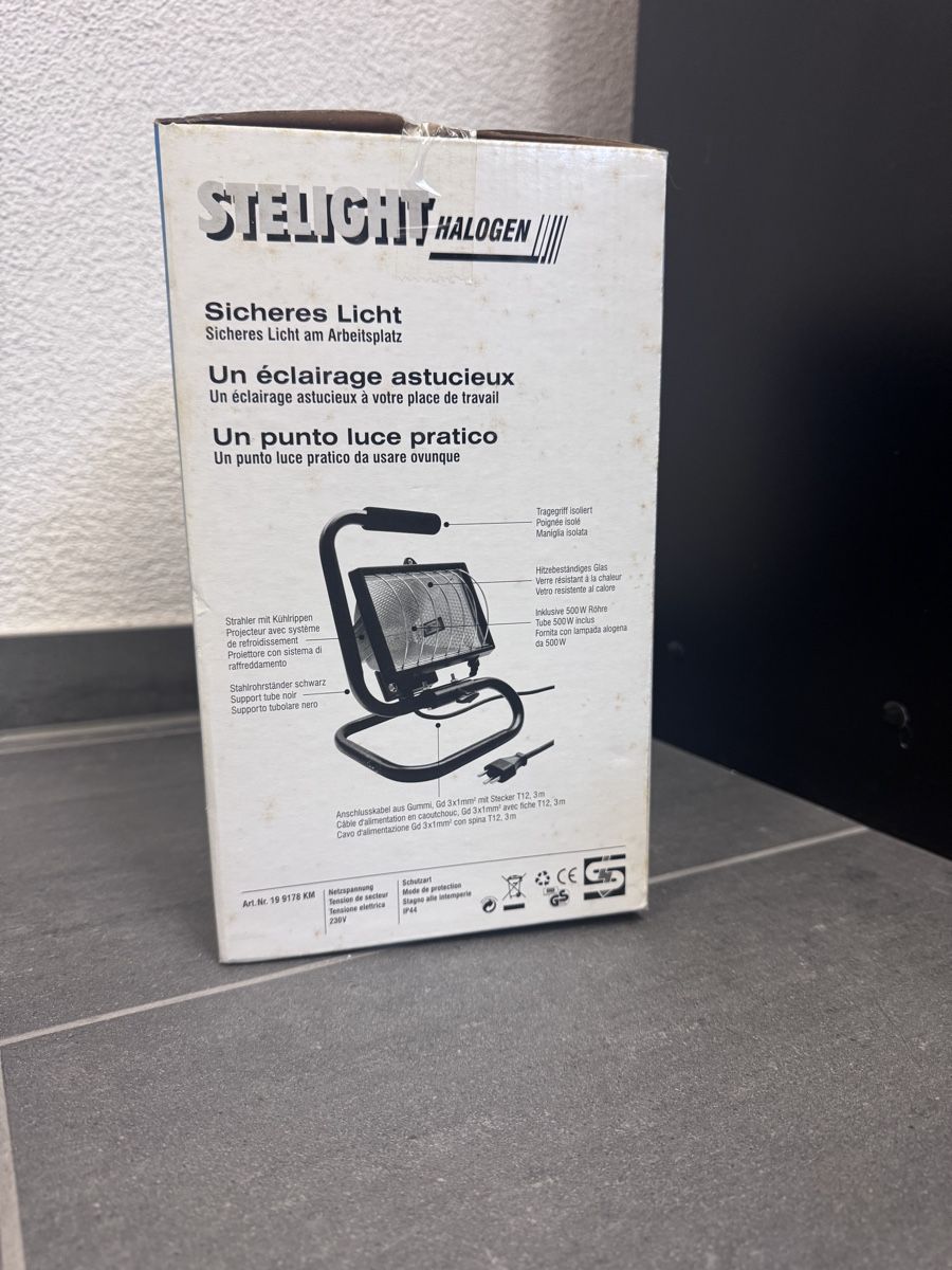 Lampade: Stelicht Halogenstrahler 500W  – Nuovo e nell'imballaggio originale da Affeltrangen venduto da Fuelli03 1