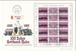 FDC SBK-Nr. SO75 (Kleinbogen 100 Jahre Gotthard-Bahn 1982)