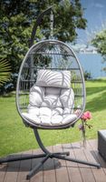 Hängesessel Rattan mit Polster grau (fabrikneu)