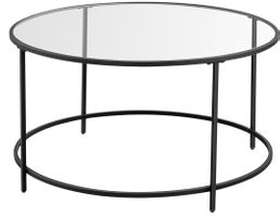 VASAGLE Round Glass Coffee Table – Black – New / Unused