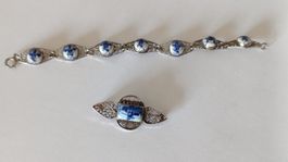 Ensemble Vintage Argent Filigrané & Céramique de Delft!