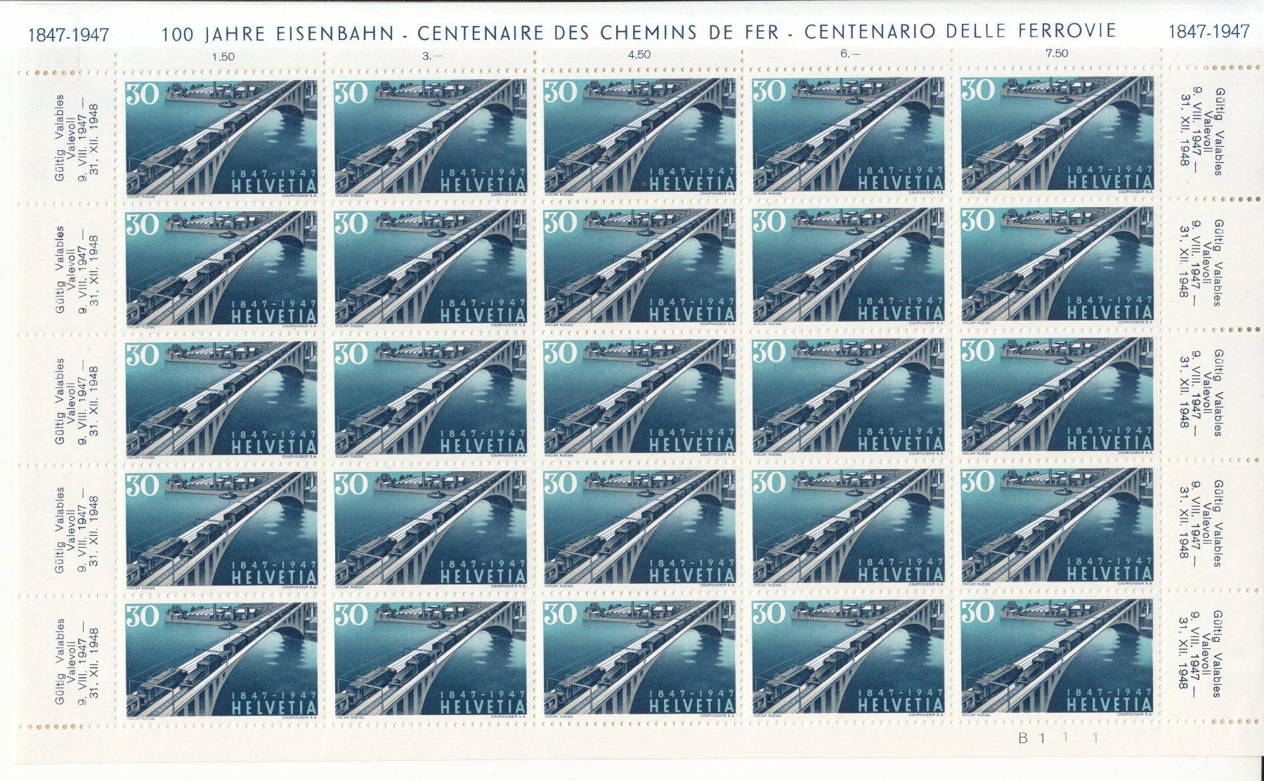 Alle Briefmarken: SBK 280 Bogen (postfrisch) – Gebraucht aus Bürglen TG von StampGraf