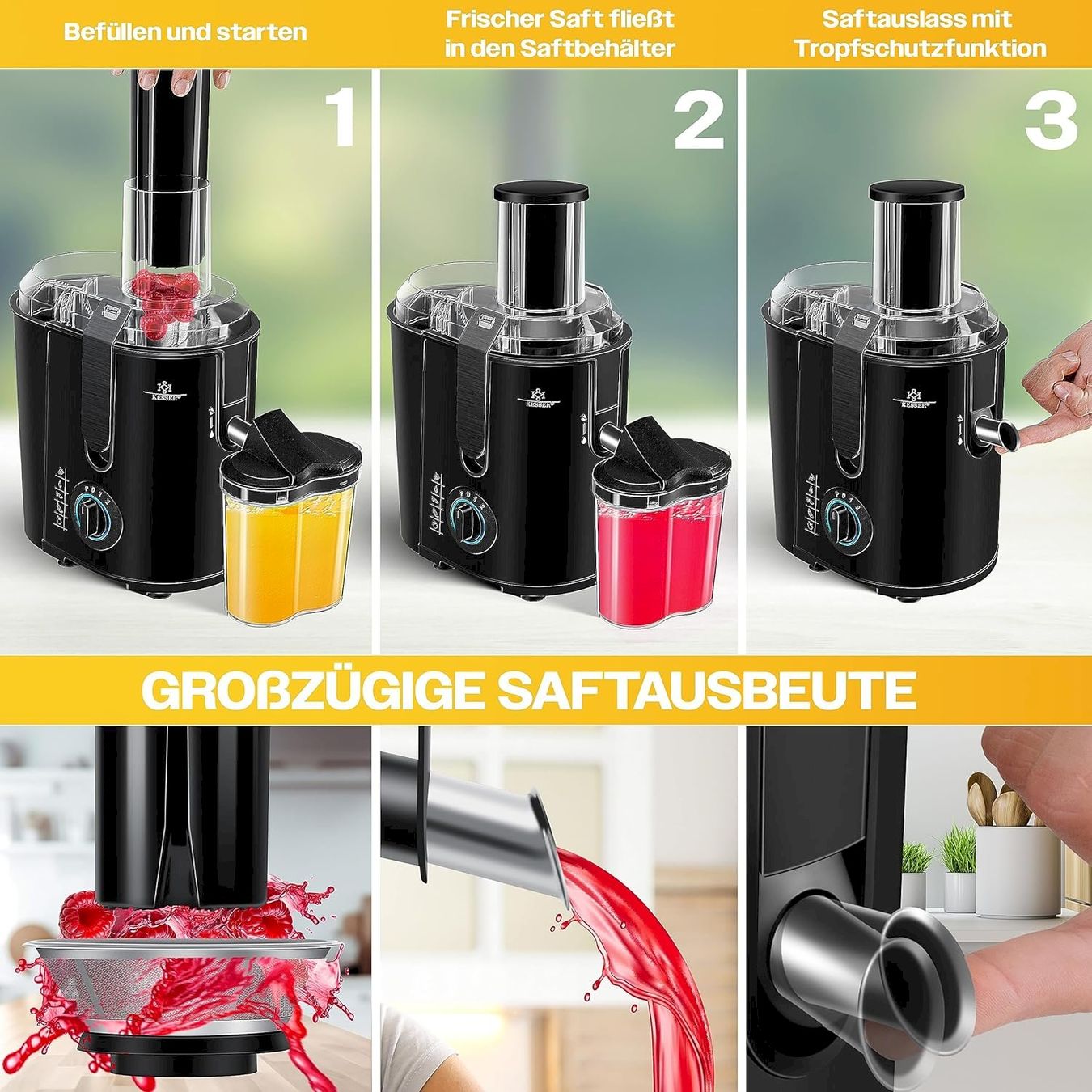 Appareils de cuisine: KESSER Entsafter Schwarz – Neuf avec emballage d'origine à Bottighofen par zaap 2