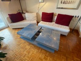 Ligne ROSET - canapé + méridienne en cuir blanc