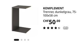 IKEA Komplement Trenner dunkelgrau