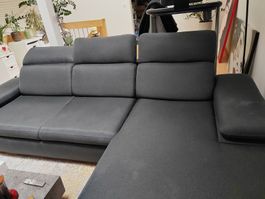 Ecksofa mit Schlaffunktion und Bettkasten dunkelgrau