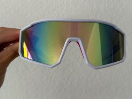 Sportbrille weiss pink verspiegelt neue
