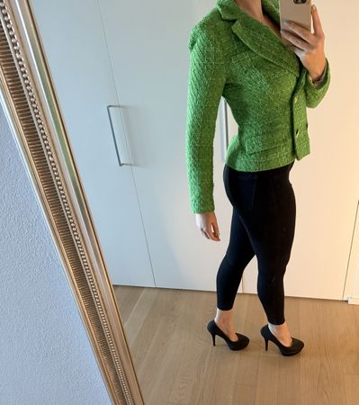 Zara Bouclé tweet Blazer Grün Gr. S Business Jacke Weste