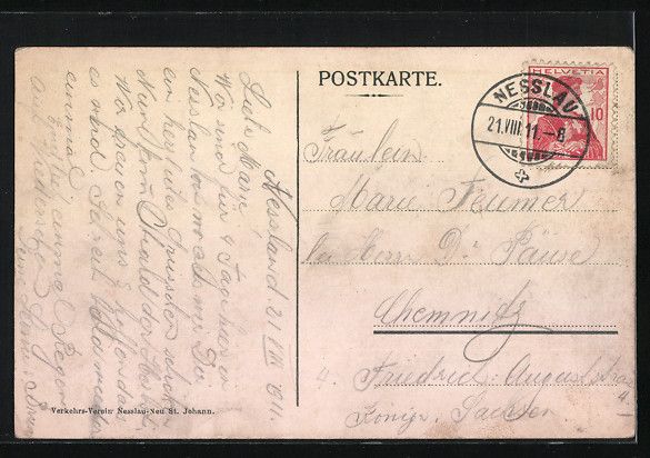 Cartoline postali: AK Nesslau, Dorfplatz mit Kirche, 1911 – Usato da Berlin venduto da bartko-reher 1