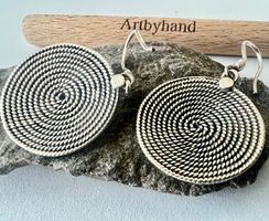 Vintage Silber Ohrhänger grosse Spiralen 18 g Handgefertigt