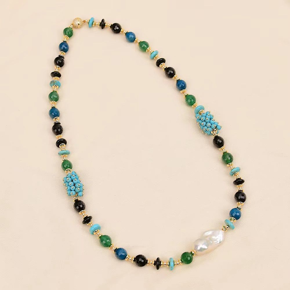 Ketten: Lua 60 cm Achat Perle Halskette Echt Collier agates perle – Neu (gemäss Beschreibung) aus Prilly von ilyria73 6