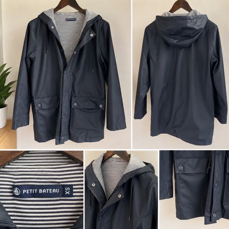 Rain jacket Petit Bateau navy blue size XS good condition