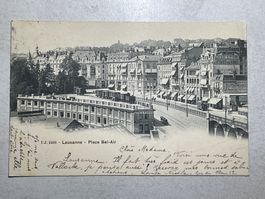 Alte Ansichtskarte von Lausanne, Place Bel-Air,