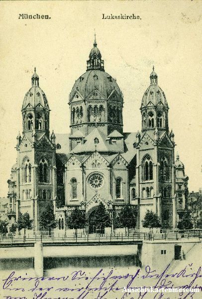 Cartoline postali: München - Lukaskirche + 1907 – Usato da Emmenbrücke venduto da teestube