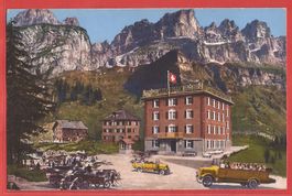 Klausen - Urnerboden Hotel Tell Oldtimer Postautos ca. 1915