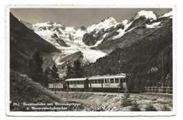 Berninabahn (GR) offener Panoramawagen - Gletscher - 1952
