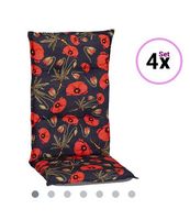4er Set Gartenstuhlauflagen mit Mohnblumenmuster, Top!