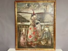 Surrealistisches-Gemälde in braun Tönen und spezial Rahmen