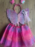 Süsse Fee-Kostüm Flügel Kleid Zauberstab 3-4jährige